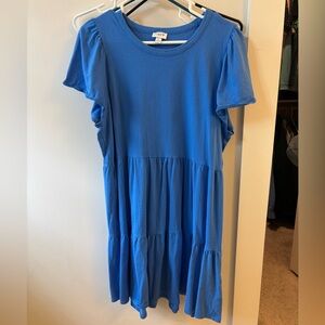 J. Crew Royal Blue Tiered Short Sleeve Jersey Dress